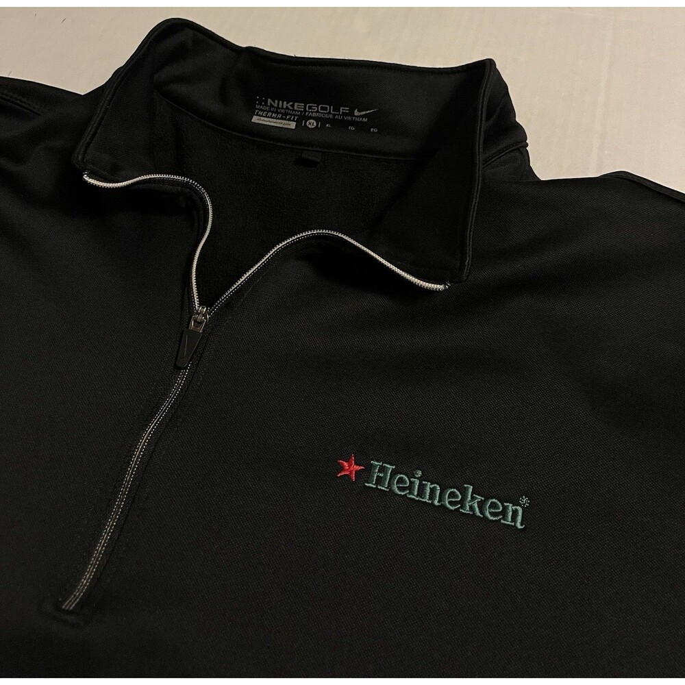 Nike Golf Heineken Beer Logo 1/4 Zip Therma Fit Pullover Fleece Jacket XL Black